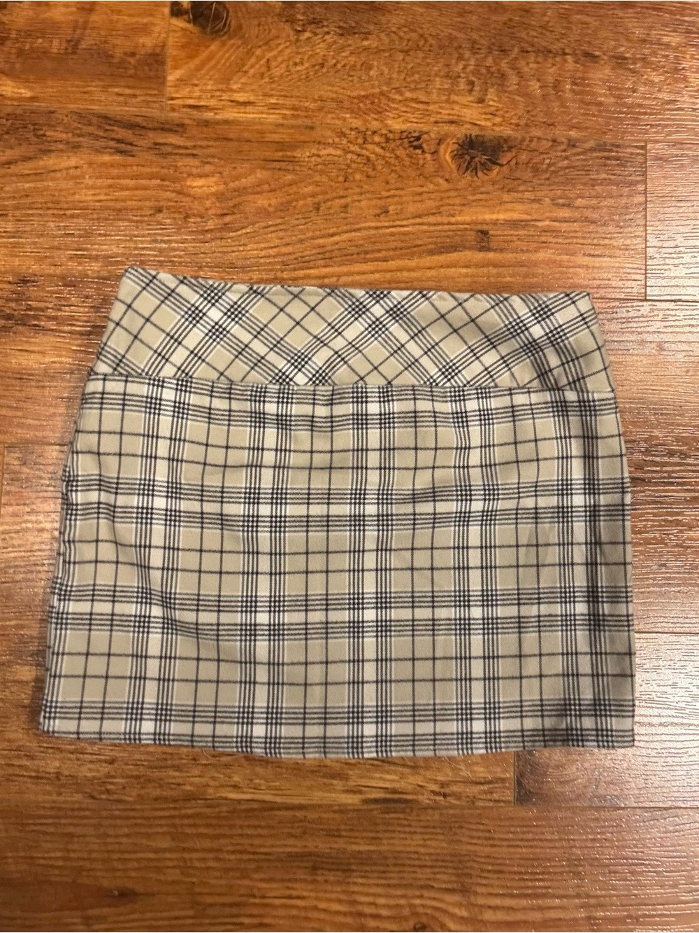Plaid Mini Skirt in Beige and Navy - Women Skirts